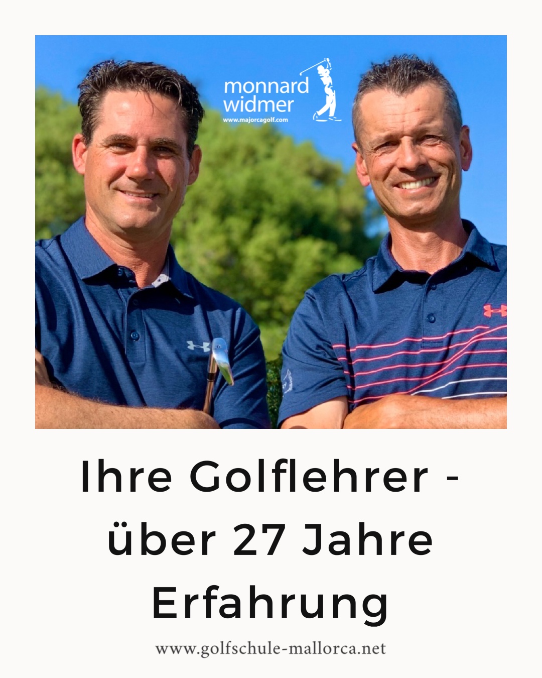 PGA-Golflehrer Michel Monnard und Tobias Widmer auf Capdepera Golf – das Unterrichtsteam der Golfschule Monnard.